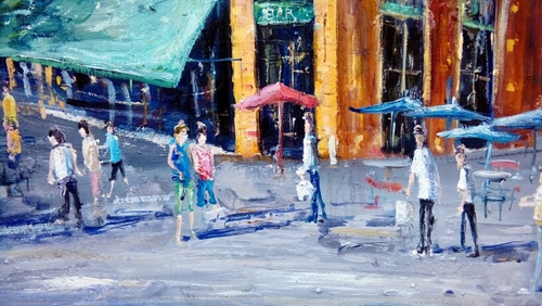 Cuadros Urbano 70x50 Buenos Aires Pintado A Mano 55