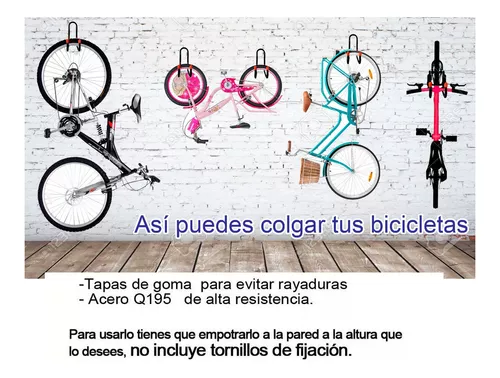 Gancho para colgar bicicleta en la pared paquete de 4 unidades.