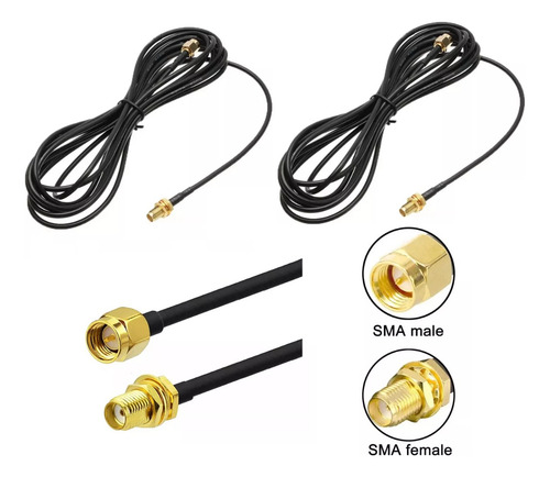 2 Cables Sma Coaxial Extensión Antena Internet Wifi 6 Metros