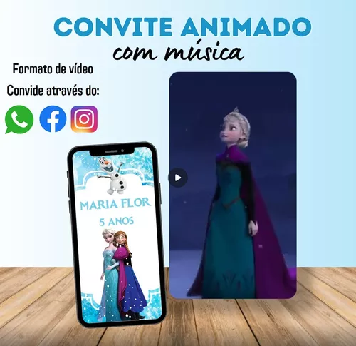 Convite Animado Frozen  Parcelamento sem juros