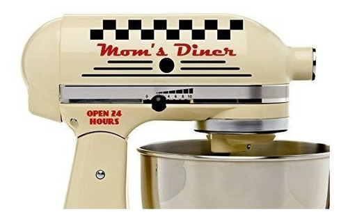 Moms Diner Black And Red Vinyl Decal Set Stand Mixer Kitchen