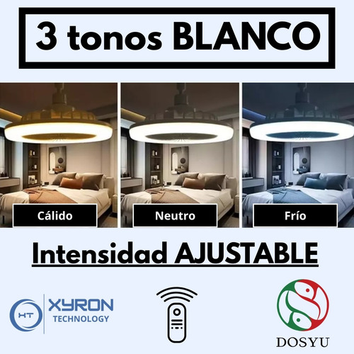 Abanico Ventilador Foco Techo Aspas Interiores Blanco