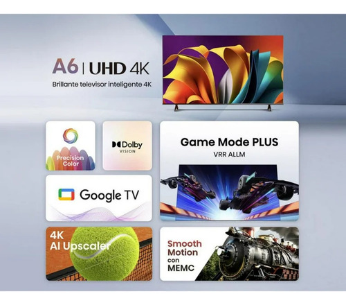 Pantalla 50 Hisense Uhd 4k Tv 50a6n Smart Tv Negro
