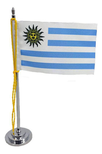 Mini Bandeira De Mesa Da Uruguai 15 Cm Poliéster