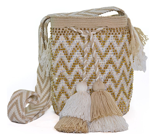 Mochila Wayuu Mediana Original Decorada 100% A Mano