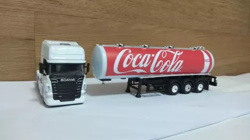 Caminhão Coca Cola Marca Guisval Custom Scania Em Plástico E Metal Novo  Escala 1.64 Tamanho 7cm