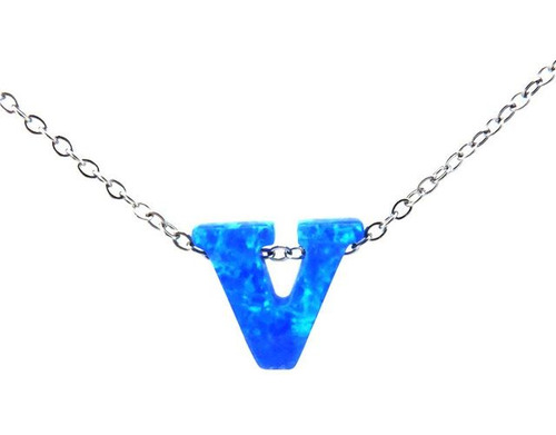 Collar De Ópalo De Fuego Azul Con Letras Sintéti 21664 V