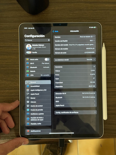 Ipad Pro 11 4th Generation M2 A2759 Gris (Usado)