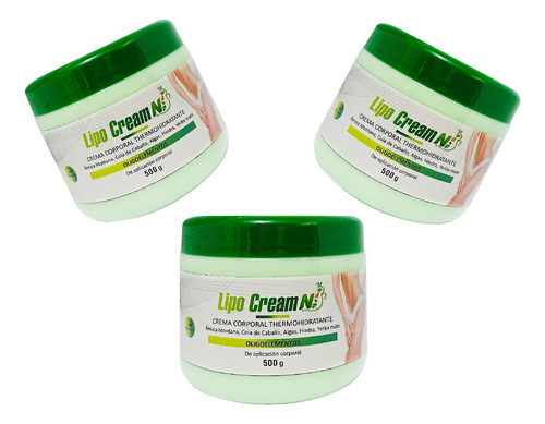 3 Crema Reductora Para Abdomen Lipo Cream Tapa Verde