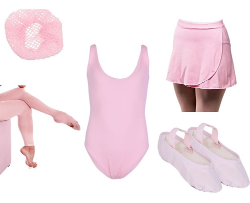 Kit Ballet Collant Meia Calça Saia Rede Sapatilha Meia Ponta