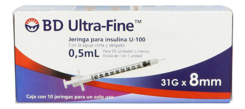 Bd Ultra-fine Bolsa Con 10 Jeringas De 31 G X 8 Mm