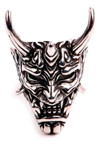 Anillo  Mascara Hannya Demonio Japonés En Acero Inoxidable