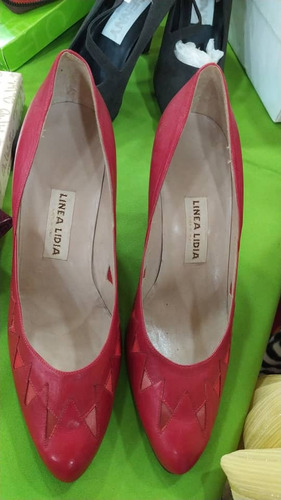 Zapato Talla 36 Rojo Con Tacón Para Dama