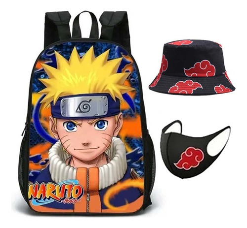 Set Mochila Doble Cara Naruto+máscara+gorro