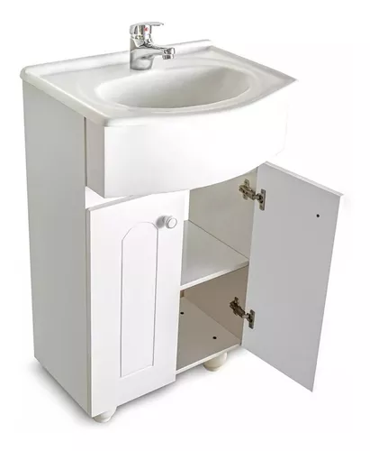 Vanitory Laqueado Mdf 54cm Puertas Patas Antihumedad Cajones - $ 133.767,42