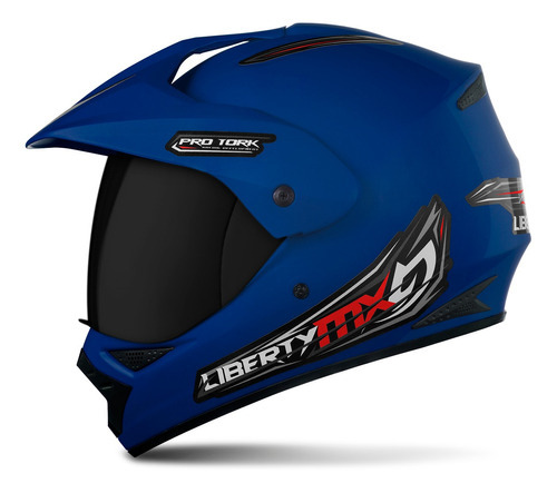 Capacete Motocross Viseira Fumê Pro Tork Mx Vision Rosa Cor Azul Tamanho Do Capacete 58