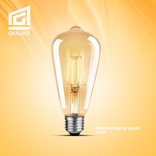 Lampara Led Rosca Comun E27 5w Pack X4 Und Deco Filamento Color de la luz Ámbar