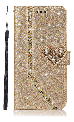 Funda De Piel Tipo Cartera Para iPhone Bling Glitter