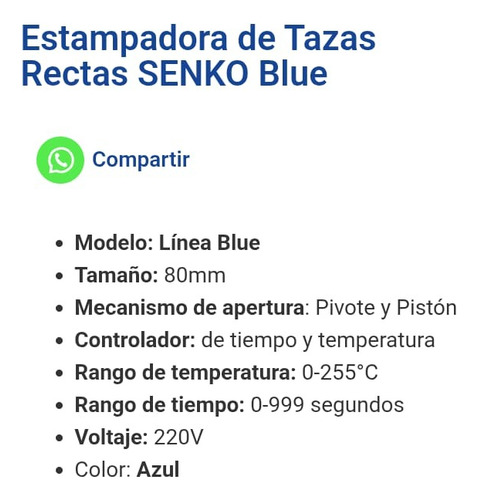 Senko Combo De Sublimacion: Plana, Gorra, Taza, Platos (Usado)