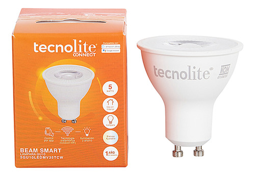 Foco Inteligente Gu10 Led Wi-fi 5w Alexa Tecnolite Connect