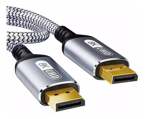 Cable Displayport V1.4, 8k A 60hz, 4k A 144hz, 3m Gris
