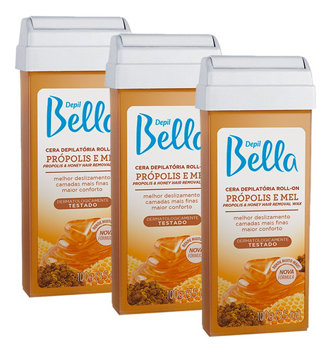 Cera depilatória Depil Bella mel x 300g - Kit x 3 unidades