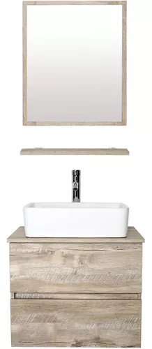 Lavabo y lavabo de baño pequeño de 24 pulgadas montado en la pared, combo  de lavabo de baño para espacio pequeño, gabinete de baño flotante con  lavabo