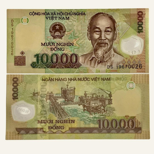 Cédula Vietnã - 10000 Dông - Polímero Fe