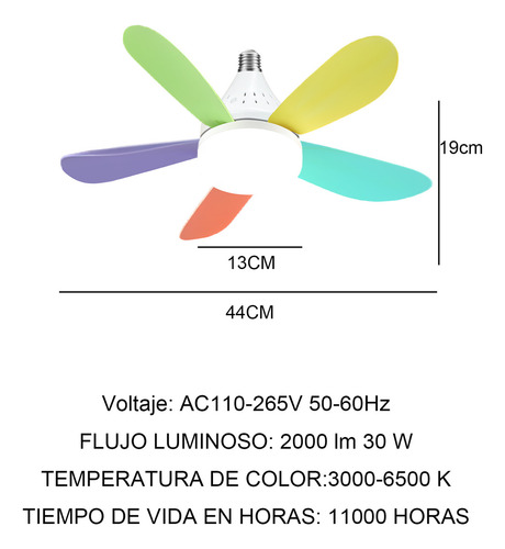 Ventilador De Techo Con Luz Lampara De Ventilador E27 30w