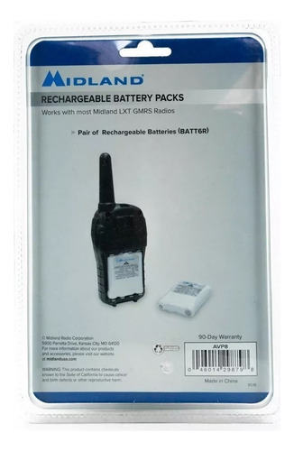 Avp8 Paquete De 2 Baterias Recargables Nimh Batt6r 4.8v 600mah Nimh Para Radios Midland Modelos Lxt Gmrs