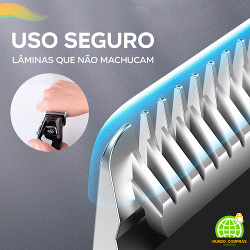Bm-c028: Máquina Cortar Cabelo Com Lâminas De Aço E 6 Pentes