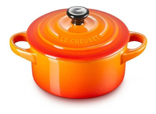 Mini Cocotte Com Pegador Preto Le Creuset Laranja 10 Cm