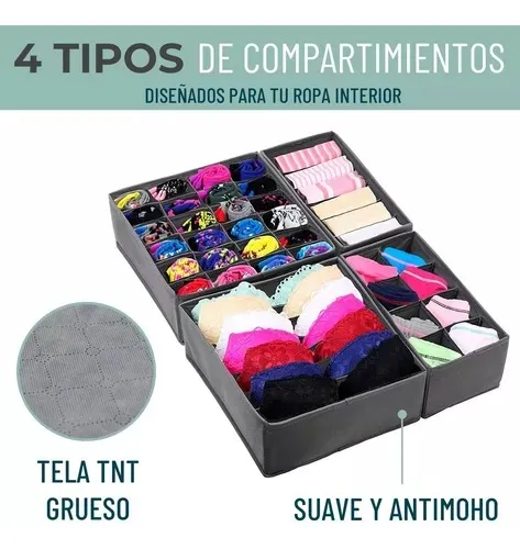 Organizador Ropa Interior CasaTua Divisor Cajones Set de 4