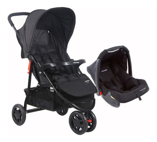 Carrinho de bebê 3 rodas Voyage Delta TS duo pro preto