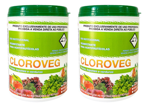Kit 2 Cloroveg 1kg - Desinfetante Para Hortifrutícolas
