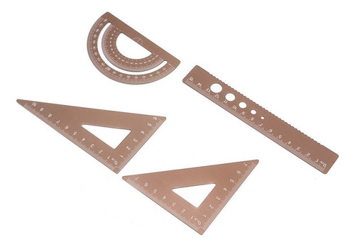 Para Juego De Geometría De Metal 4 Piezas Regla Escala