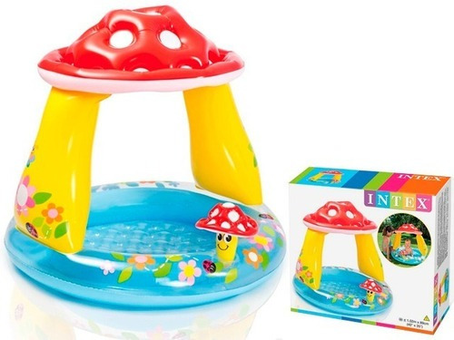 Piscina Inflable Con Forma Hongo Rojo/amarillo 1.02 X 89 Cm