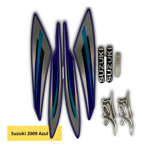 Adesiva Adesivo Suzuki 2009 Azul Faixas Jogo Kit Adesivos