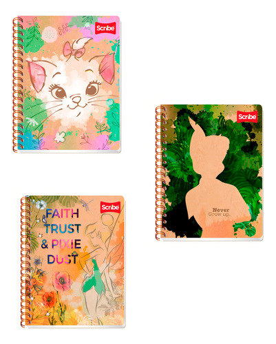 Paq. Con 3 Cuadernos Scribe Disney C/90hojas Cuadro Chico
