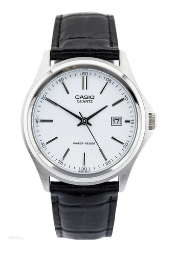 Reloj Casio Mtp 1183e Piel Negro Fechador Carátula Barras