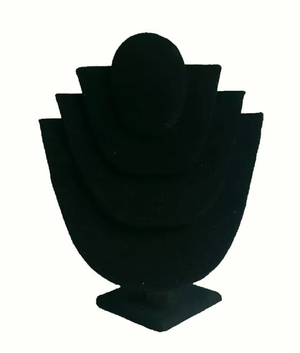 Cuello De Velour Triple / Exhibidor De Collares/ Negro