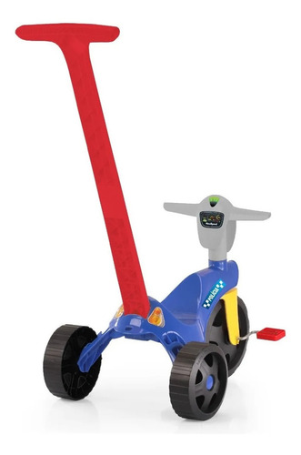 Imagem 2 de 5 de Triciclo New Speed Police Azul Com Empurrador - Xplast