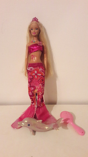 Muñeca Barbie Merlia Sirena Y Surfista Con Delfin Mattel