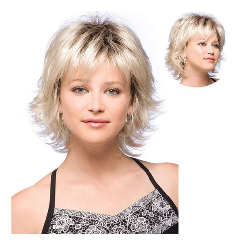 Women's Wig Short Curly Blonde Fluffy