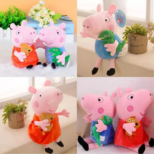 Peluches Peppa Pig Y George Con Dinosauro Teddy Kawaii 30 Cm