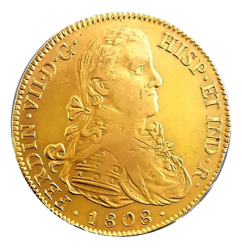 Moneda 8 Escudos Oro Original Colonial 1808 Fernando Vii
