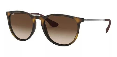 Anteojos sol Ray-Ban Erika Classic Standard con marco de nailon color matte tortoise, lente brown de policarbonato degradada, varilla gunmetal de - RB4171