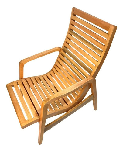 Cadeira De Descanso Em Madeira Maciça Inclinável Decorativa Cor Bege