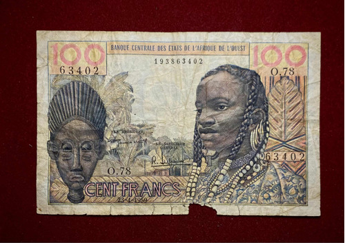 Billete 100 Francos Estados De Africa Occidental 1959 Pick 2