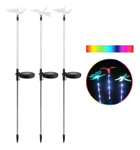 Nuevo 3 Unids Solar Powered Led Rgb Luz Jardín Patio Césped